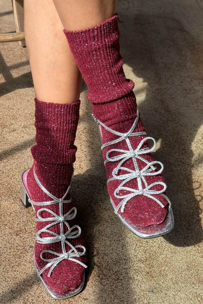 Winter Sparkle Socks: Wine