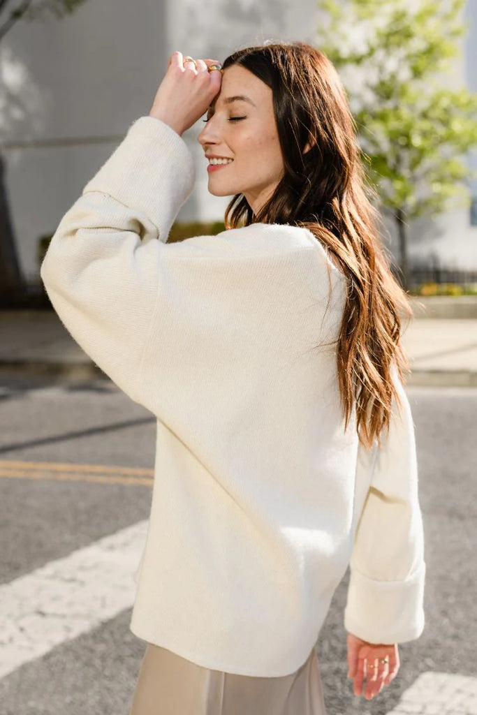 Natalie Busby Slouchy V Sweater: Ivory