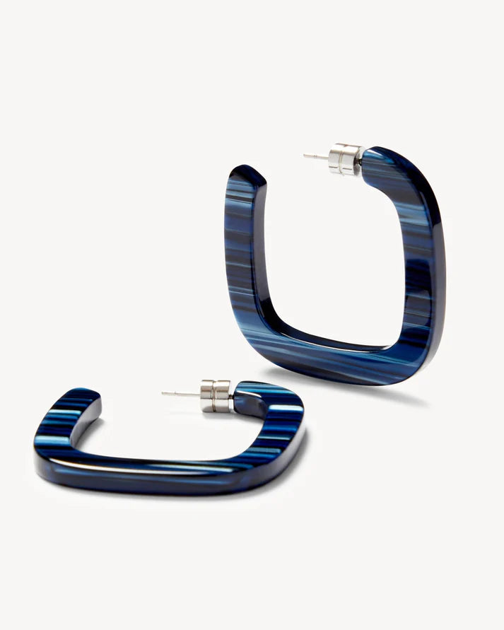 Midi Square Hoops: Indigo