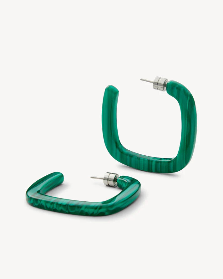 Midi Square Hoops: Malachite
