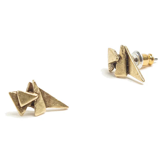 Triangle Stack Studs: Gold