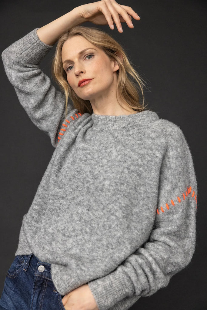 Lilla P. Oversized Pullover Sweater: Ash